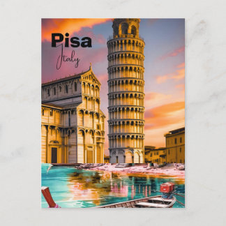 Pisa Italy Travel Postcard, Pisa Travel Art Postca Postcard
