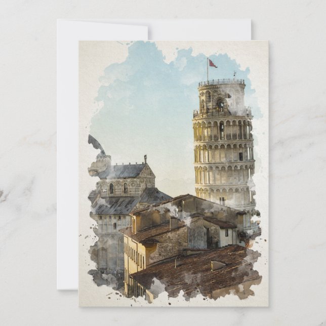 Pisa Italy Watercolor Art (Front)