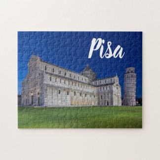 Pisa Leaning Tower Night Panorama Italy Gift Jigsaw Puzzle