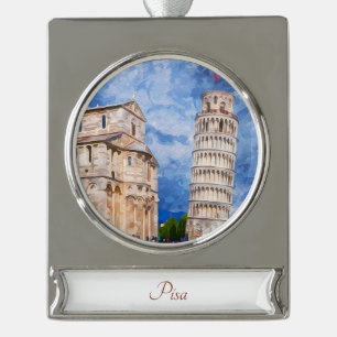 Pisa Watercolor Painting Art Ornament