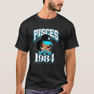 Pisces 1984 Astro Year Melanated Queen Afro Goddes T-Shirt