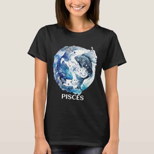 Pisces 2 Fishes Zodiac Sign Astrological Water Nep T-Shirt (Front)