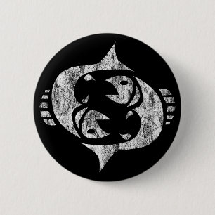 pisces 6 cm round badge