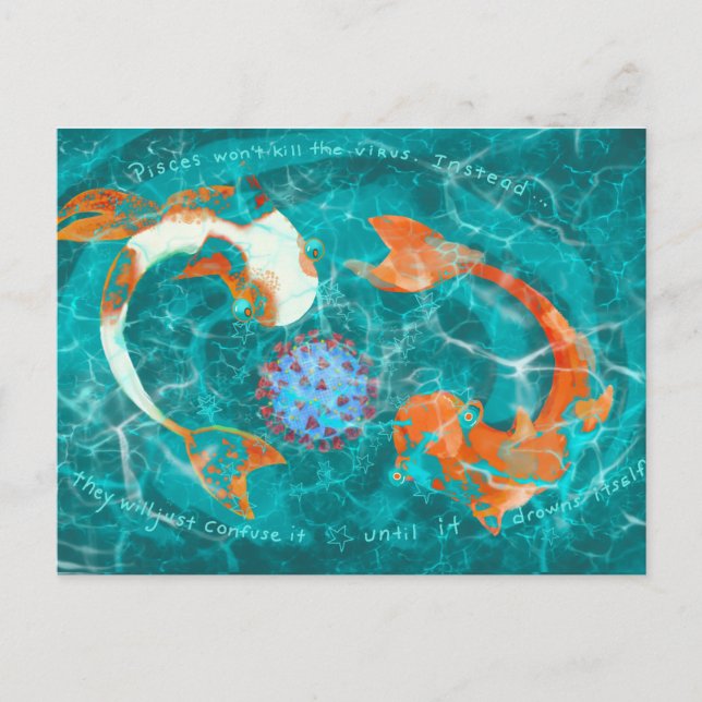 Pisces and COVID-19 Virus humourous zodiac Postcar Postcard (Front)