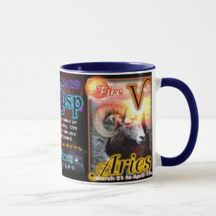 Pisces Aries cusp astrology blue trim large Mug