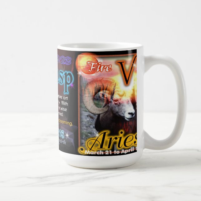 Pisces Aries cusp zodiac white 15 oz mug (Right)