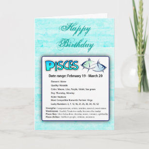 Pisces Astrological Horoscope Zodiac Birthday Card