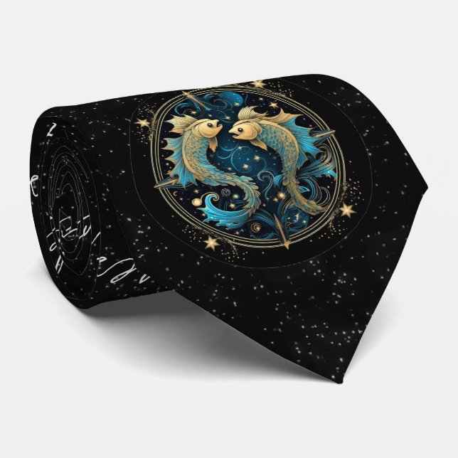 Pisces Astrological Sign Zodiac Neck Tie (Rolled)