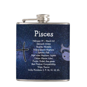 Pisces Astrology Horoscope Zodiac Sign Hip Flask