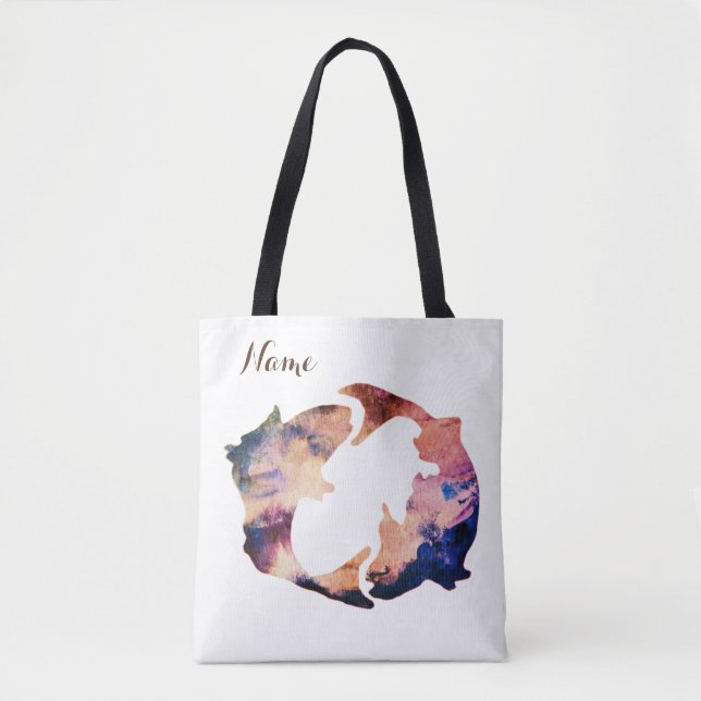 Pisces Astrology Sign Personalised Tote Bag (Front)