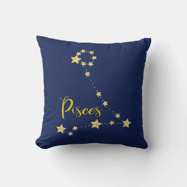 Pisces Astrology with Constellation of Stars Cushion (Front)