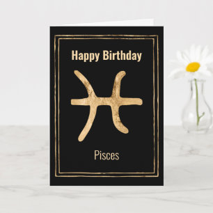 Pisces astrology zodiac gold Happy Birthday Card