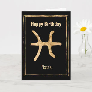 Pisces astrology zodiac gold Happy Birthday Card