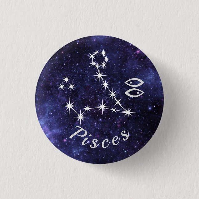 Pisces Badge, Zodiac Horoscope Badge (Front)