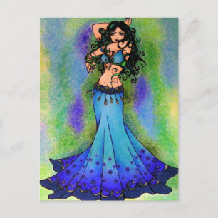 Pisces belly Dancer Astrology Sign Belly Dancing Holiday Postcard