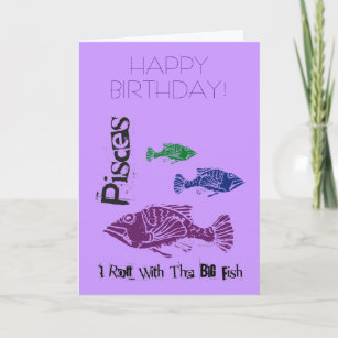 Pisces Big Fish Happy Birthday  Card