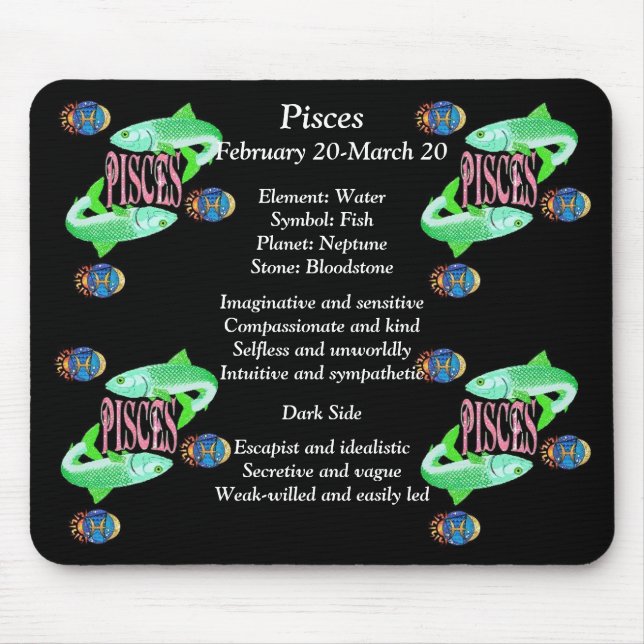 Pisces Birth Sign Zodiac Mouse Pad (Front)