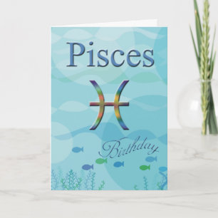 Pisces Birthday-Blue Ocean fishes Card