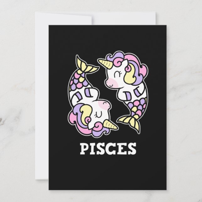 Pisces Birthday Gift Zodiac Sign Unicorn Costume Invitation (Front)