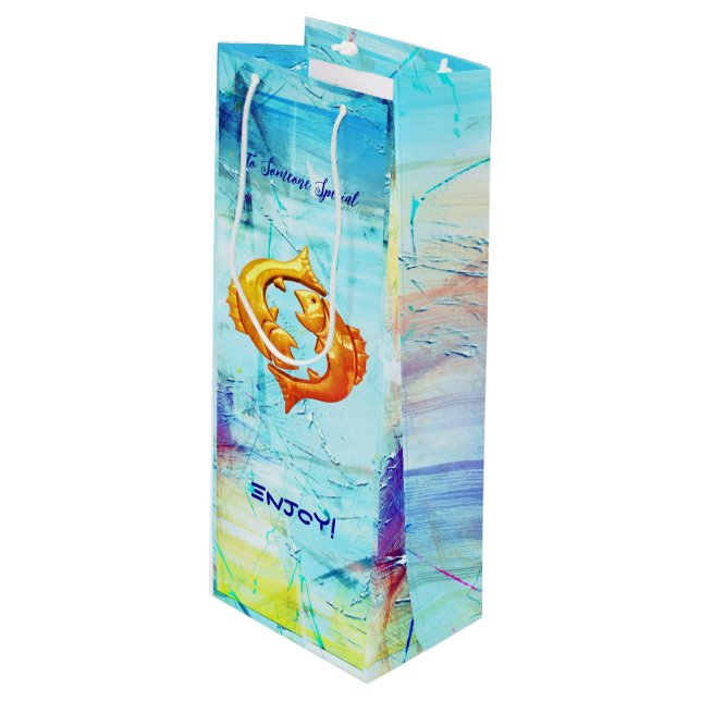 Pisces Birthday Wine Gift Bag (Front Angled)