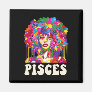Pisces Black Girl African American Woman Art Birth Magnet