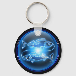 Pisces Blue Glossy Keychain