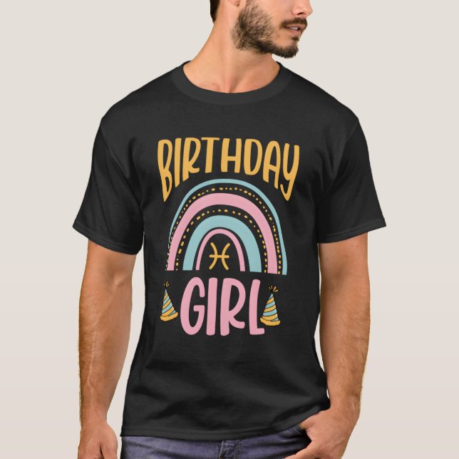 Pisces Boho Style Bohemian Rainbow Zodiac T-Shirt (Front)
