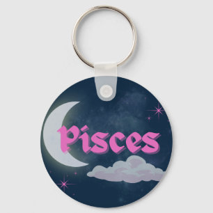 Pisces Celestial Aesthetic Dreamy Moon Cloud Stars Key Ring