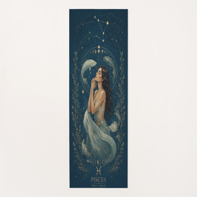 Pisces Celestial Astrology Yoga Mat (Front)