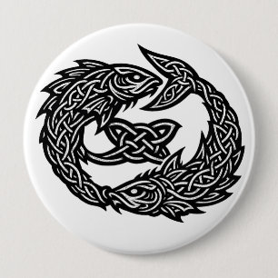 Pisces Celtic Twin‑Current Sigil   BurnsInHell Ink 10 Cm Round Badge