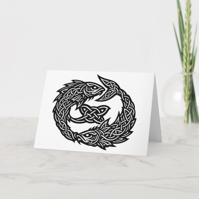 Pisces Celtic Twin‑Current Sigil | BurnsInHell Ink Card (Front)