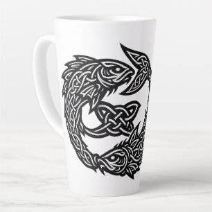 Pisces Celtic Twin‑Current Sigil BurnsInHell Ink Latte Mug