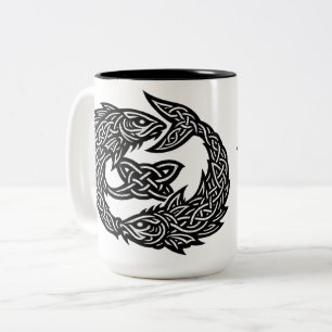 Pisces Celtic Twin‑Current Sigil BurnsInHell Ink Two-Tone Coffee Mug