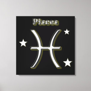 Pisces chrome symbol canvas print
