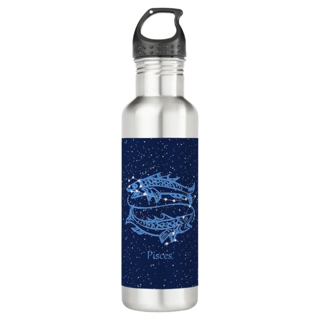 Pisces Constellation and Zodiac Sign with Stars 710 Ml Water Bottle (Front)