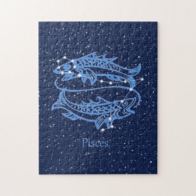 Pisces Constellation and Zodiac Sign with Stars Jigsaw Puzzle (Vertical)
