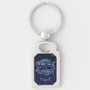 Pisces Constellation and Zodiac Sign with Stars Key Ring