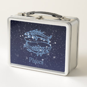 Pisces Constellation and Zodiac Sign with Stars Metal Lunch Box