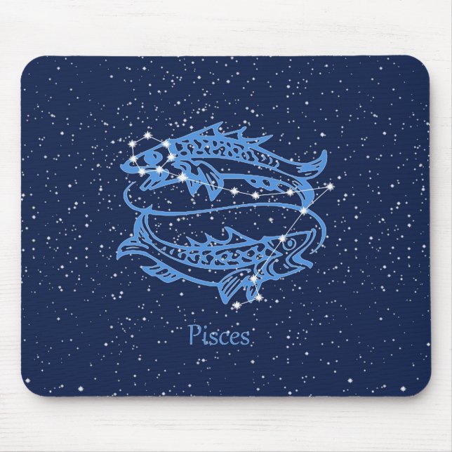 Pisces Constellation and Zodiac Sign with Stars Mouse Mat (Front)