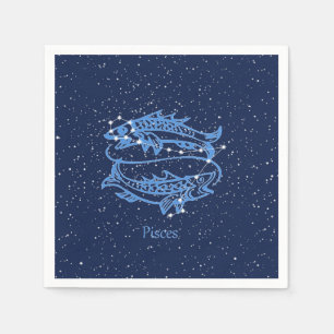 Pisces Constellation and Zodiac Sign with Stars Napkin