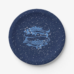 Pisces Constellation and Zodiac Sign with Stars Paper Plate