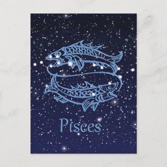 Pisces Constellation and Zodiac Sign with Stars Postcard (Front)