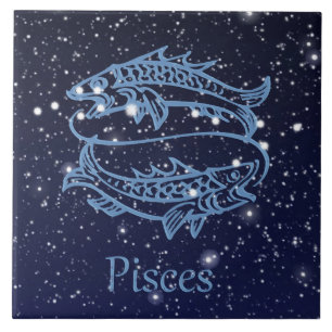 Pisces Constellation and Zodiac Sign with Stars Tile
