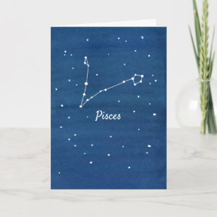 Pisces Constellation Astrology Happy Birthday Card