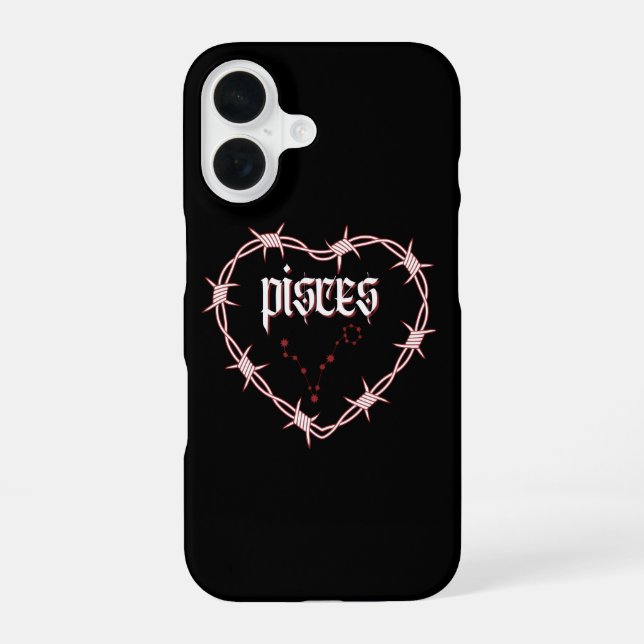 Pisces Constellation Gothic Dark Edgy Birthday iPhone 16 Case (Back)