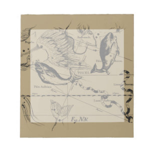 Pisces Constellation Hevelius 1690 Decor Notepad