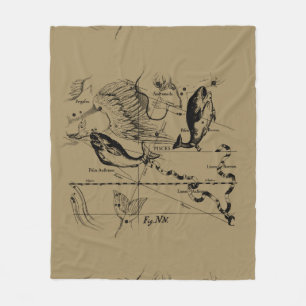 Pisces Constellation Hevelius 1690 Feb19 -March 20 Fleece Blanket
