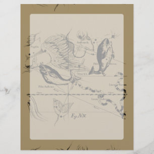 Pisces Constellation Hevelius 1690 on Taupe