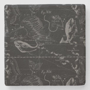 Pisces Constellation Map by Hevelius 1690 Stone Coaster