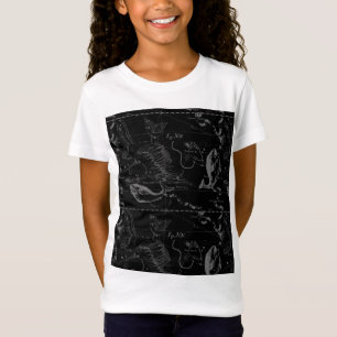 Pisces Constellation Map Hevelius 1690 Engraving T-Shirt